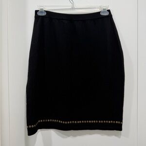 Randal Roy for William Kasper Vintage Black Cashmere Skirt L